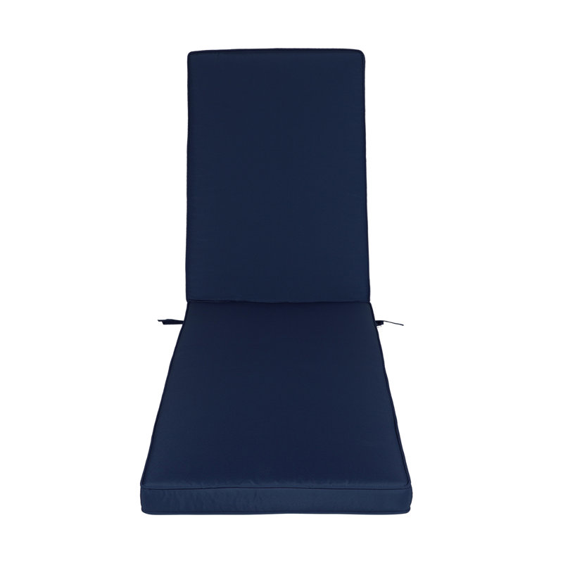 Navy Blue Chaise Lounge Cushion - & Fade , Removable Washable Cover, High Resilience Sponge, Practical Design With Straps Patio Pad Blue, Breathable , Resistance, Soft Sponge Filling