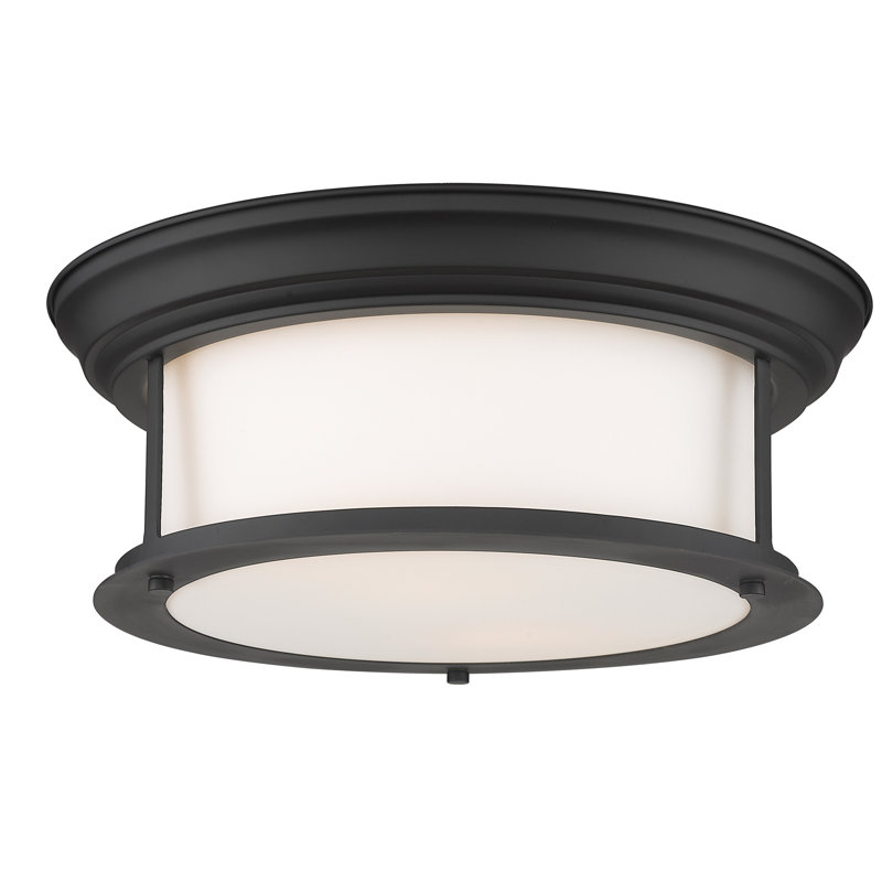 Canale Glass Flush Mount, Matte Black, 5.5"H x 13.5"W x 13.5"D