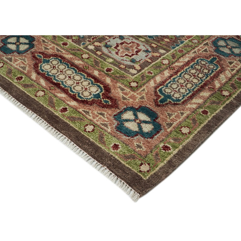 Tapis traditionnel brun en laine noué à la main 9 pi 9 po x 14 pi 3 po Oushak, Rectangle 9'9" x 14'3", Brun