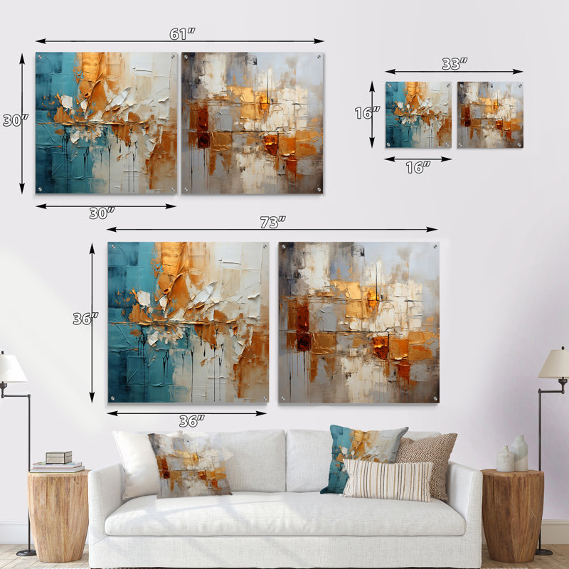 Ensemble de 2 collages abstraits en acrylique Collage Fusion, H 16 po x l 33 po