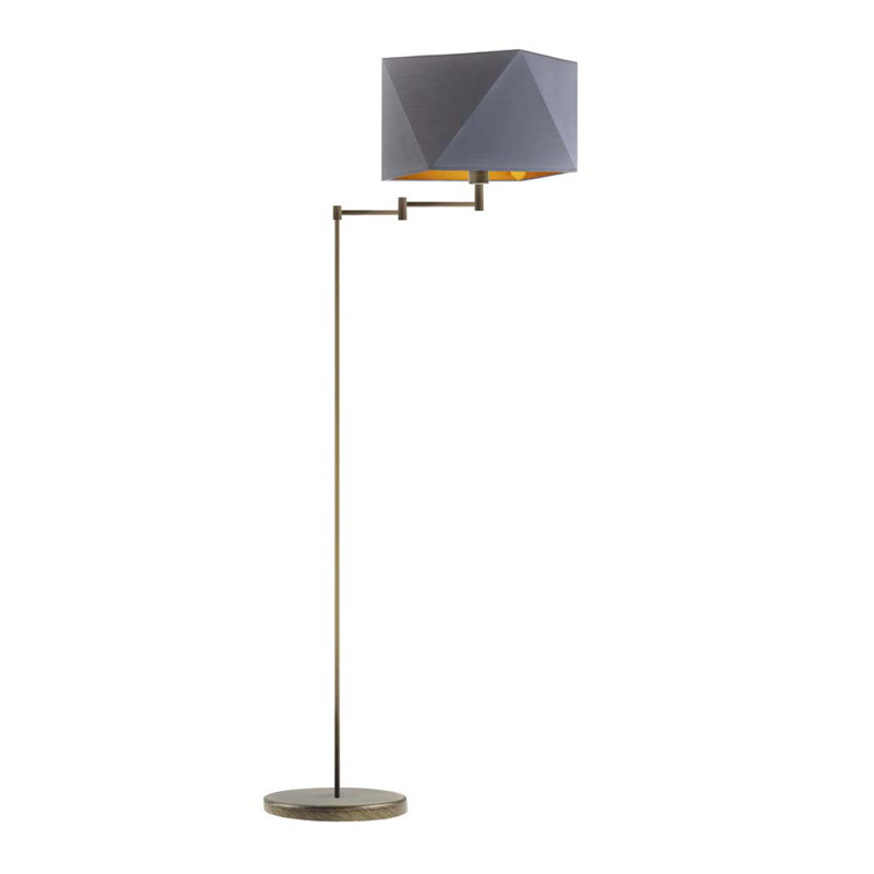 Glasper 165cm Swing Arm Floor Lamp, Brushed Bronze, Grey