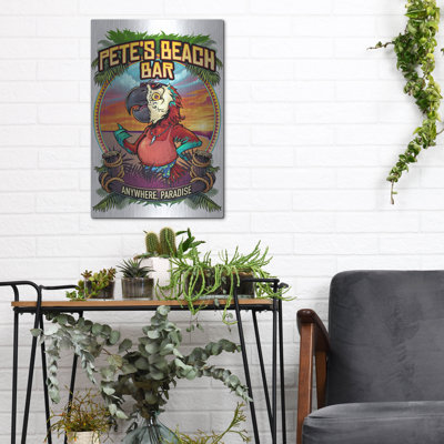 «Pete's Beach Bar» par Flyland Designs, art mural en métal, 12 po x 16 po
