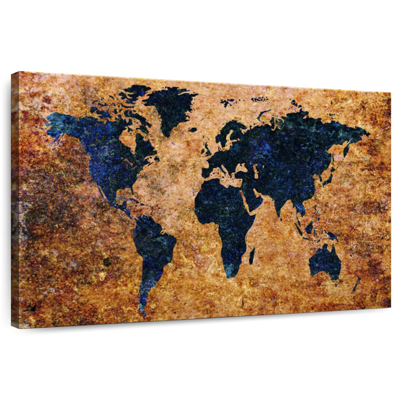 Carte du monde grunge Aliaz, H 8 po x l 12 po