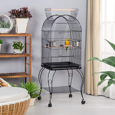 Gabrielson 59.1'' Iron Dome Top Floor Bird Cage with Wheels