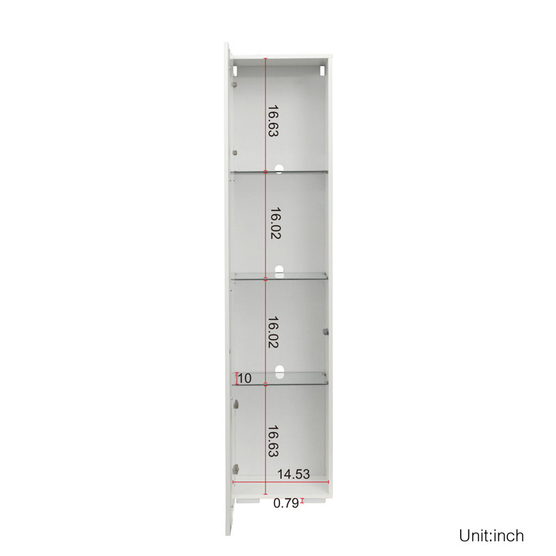 Meuble d'appoint en panneaux de particules blancs avec éclairage intégré en aluminium, hauteur 170 cm (67 pouces).