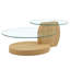 Table basse moderne à double couche de grain de bois moderne - Design polyvalent, plusieurs couleurs disponibles. Autocollant de panneau de densité, verre renforcé, comptoir ovale. W1151P233602
