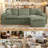 Masir Oversized Modular Sectional Sofa with Movable Ottoman, Comfy Green Boucle Upholstery,2 Throw Pillows Included-1082326940