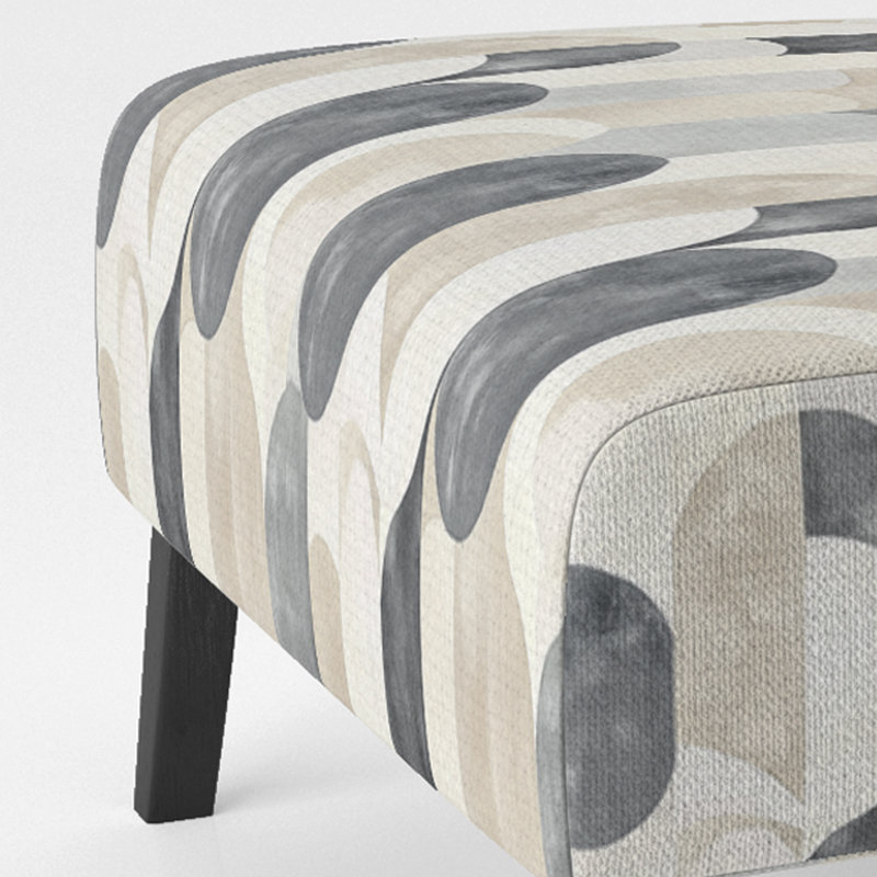 Fauteuil de chambre à motif géométrique rembourré à motif géométrique noir, Pantoufle sans accoudoirs