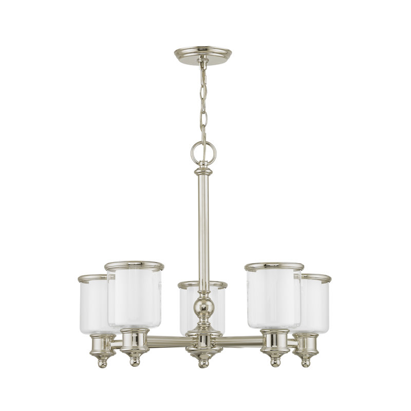 Lustre 5 lumières façon bougie Jampier, Nickel poli