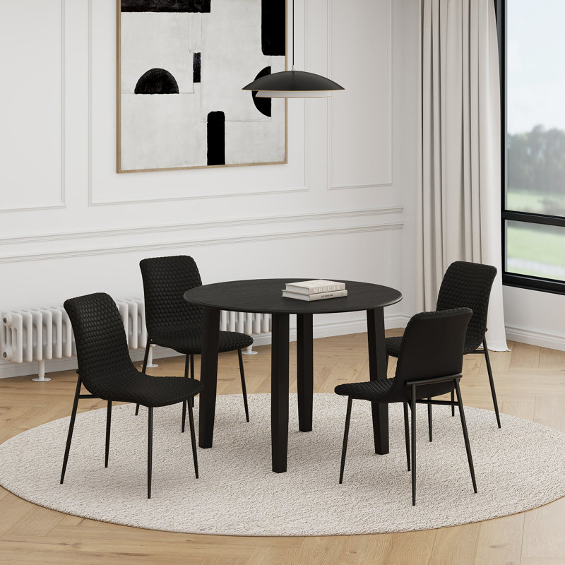 Ensemble de salle à manger 5 pièces Vivienne - Table noire avec chaise noire