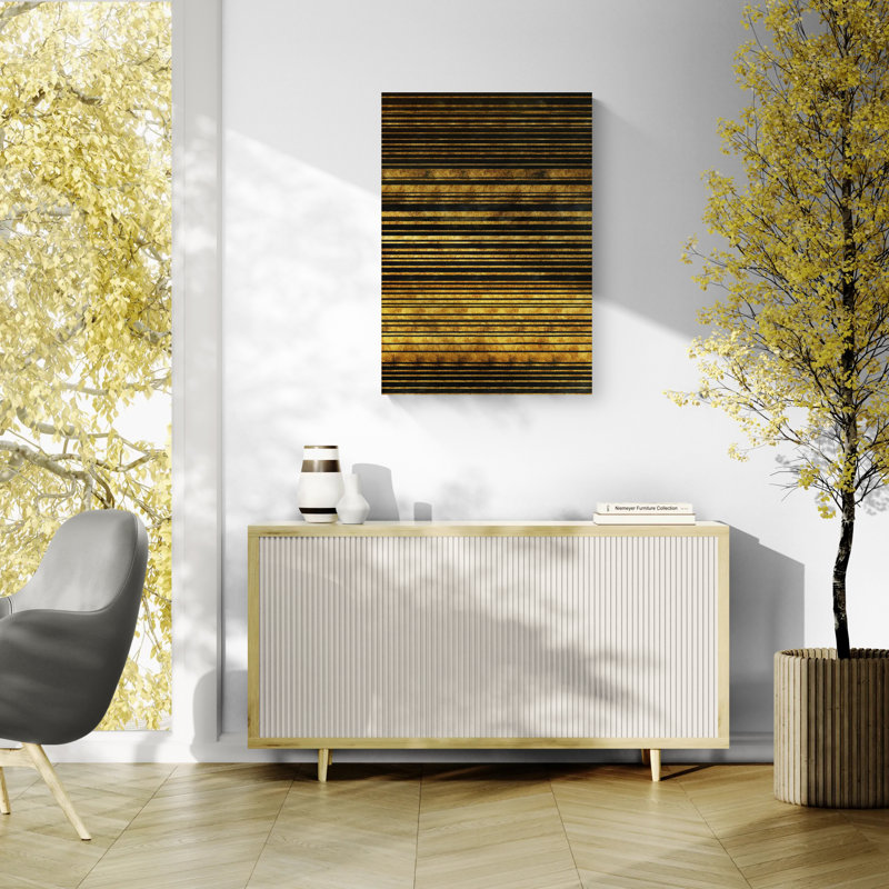 	Abstract Gold Lines - Wall Art - Canvas Framed Print (32 x 46in / 81 x 117cm)