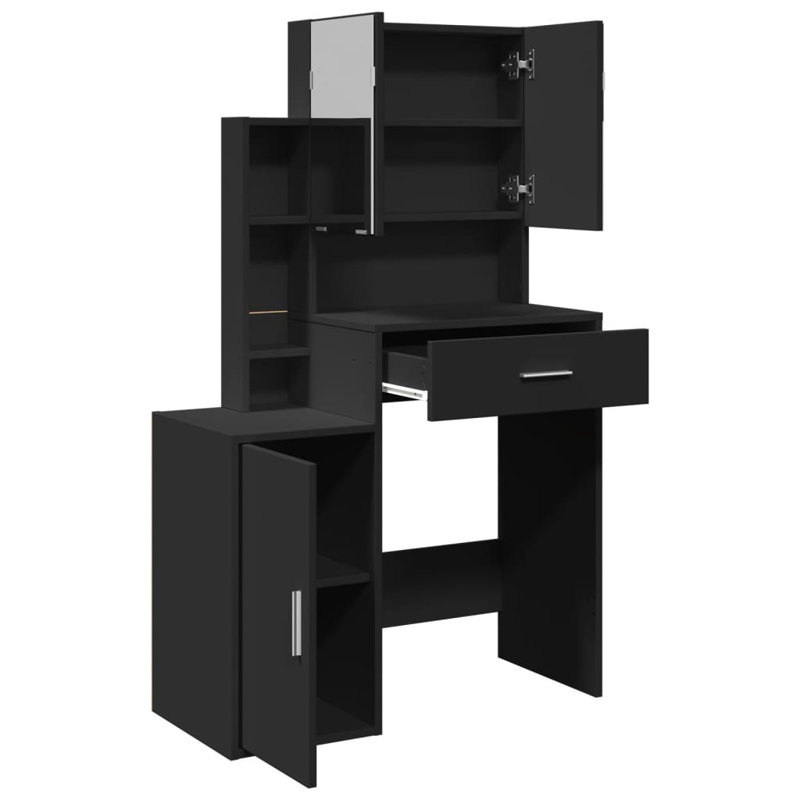Dressing Table with Mirror, Black