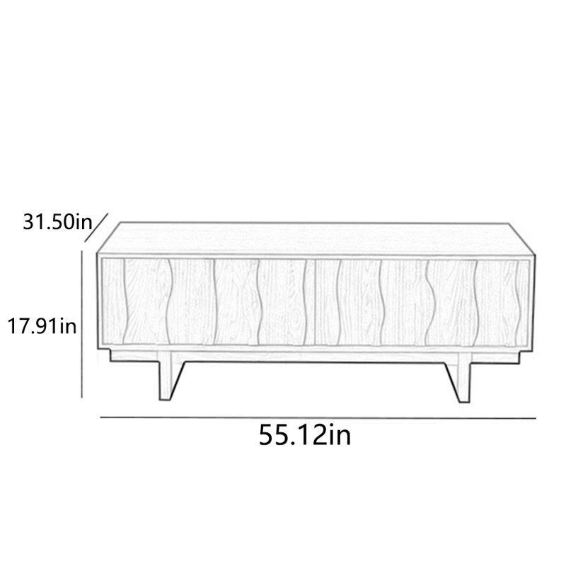 Table à thé créative en bois massif de style rétro, H 17,91 po x L 55,12 po x l 31,5 po