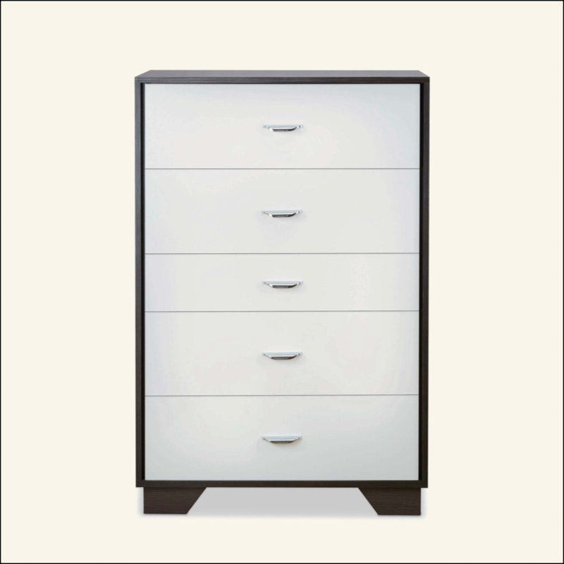 Commode avec 5 tiroirs spacieux et cadre en bois durable pour des solutions de rangement modernes