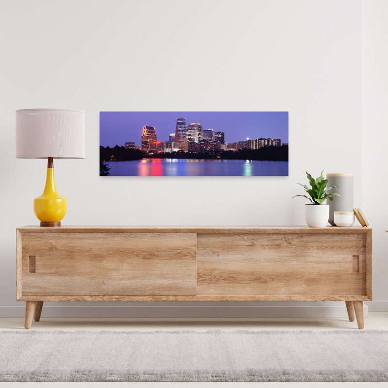 US Texas Austin Skyline Night by Richard Sisk - Wrapped Canvas Panoramic Print, 30.48 cm H x 91.44 cm W