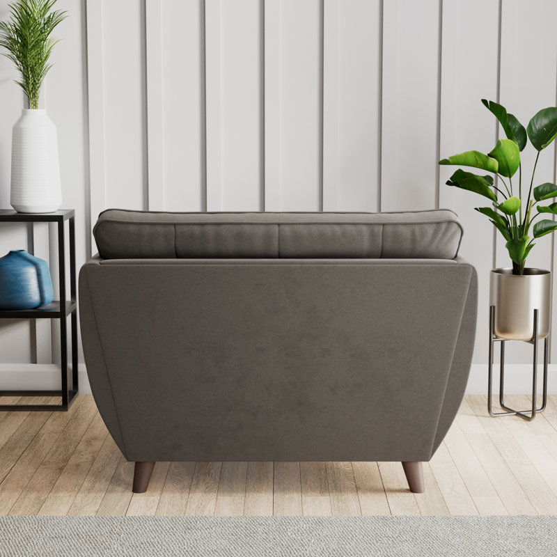 Hoxton Upholstered Chair And A Half, Dark Brown Wood, Asphalt