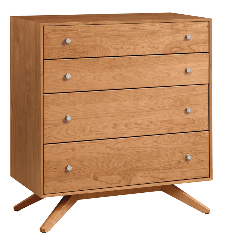 Commode 4 tiroirs Astrid, Cerisier naturel, Conventionnel