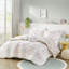 Édredon simple en coton 3 pièces avec motif floral réversible mauve, rembourrage et coussin lavable à la machine lavable à la machine