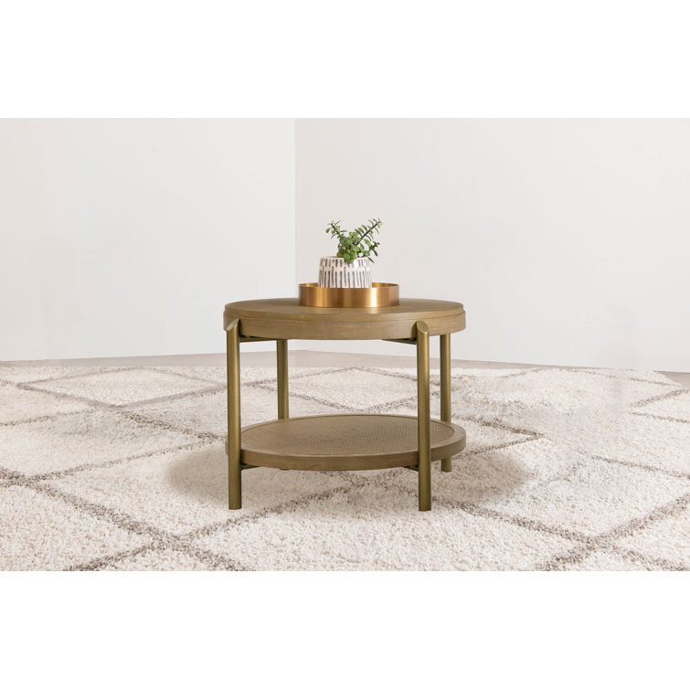Arini Round End Side Table With Storage Shelf