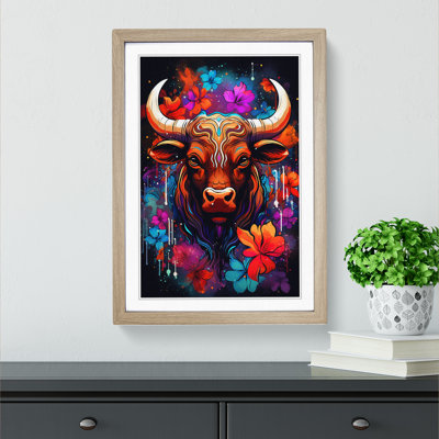 XYZ-FRM-V1223-1612 Taurus Zodiac Pop - Single Picture Frame Print on Wood