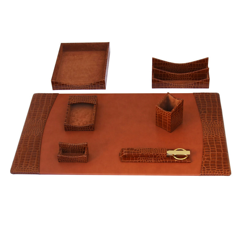 Ensemble d’organisateur de bureau cognac Odonoghue, Brun