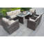 Ensemble de conversation en osier / rotin 7 personnes avec coussins Manhattan