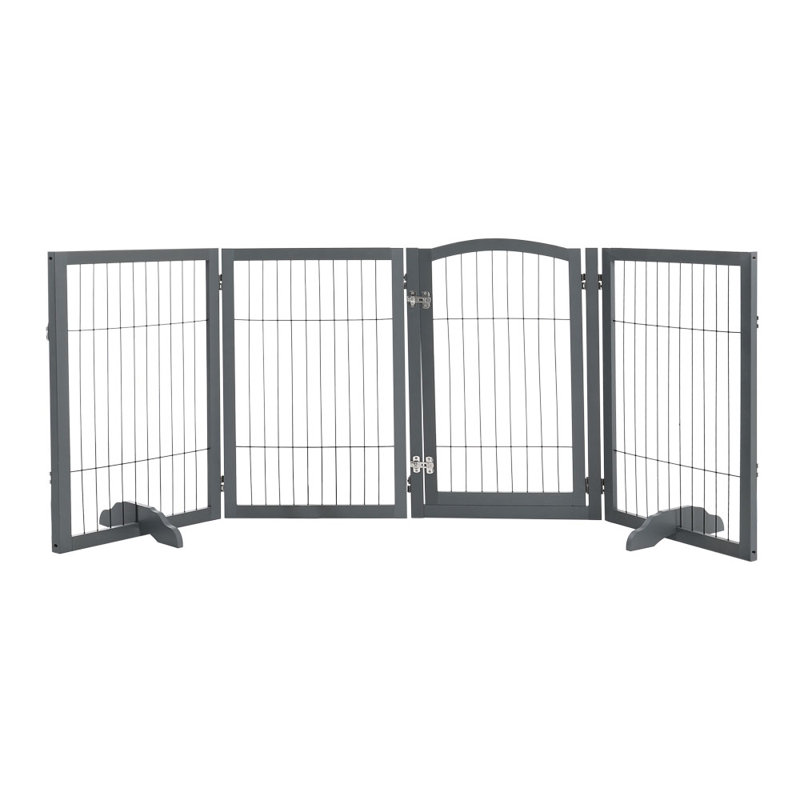 Freestanding Metal Folding Pet Gate, 224cm, Grey