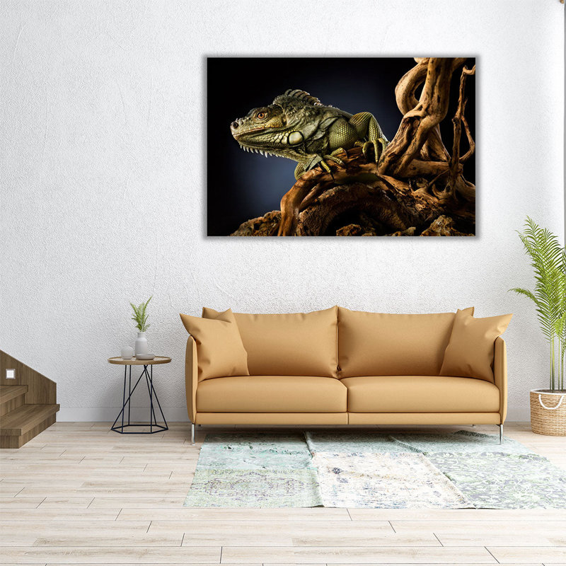 Iguana Lizard on a Tree Branch, Reptile Photography - Canvas Print Wall Art, 20" H x 30" W