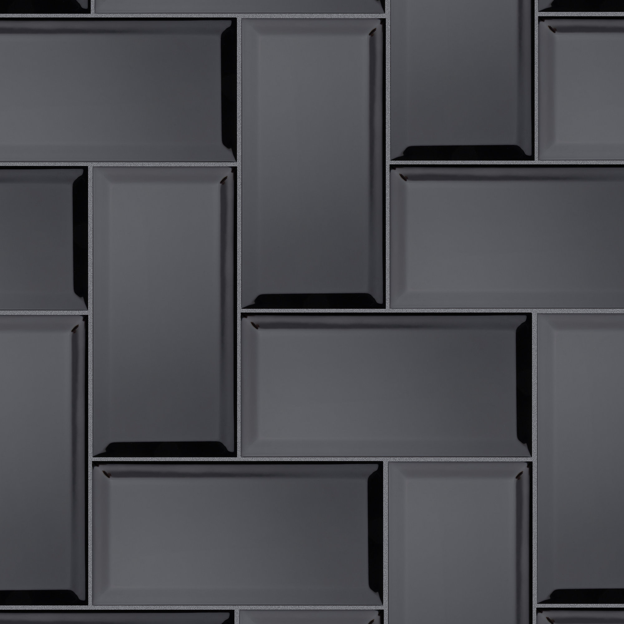 Santorini Biselado 4" x 8" Beveled Ceramic Subway Wall Tile, Biselado Nero