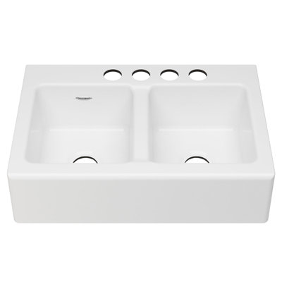 Delancey 33.17'' L Farmhouse / Apron Double Bowl Cast Iron Kitchen Sink