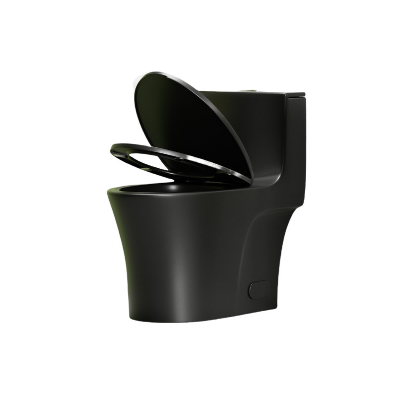 1.1/1.6 GPF Elongated ADA Height One Piece Dual-Flush Toilet with Soft-Closing Seat,MAP Flushing 1000G, Matte Black