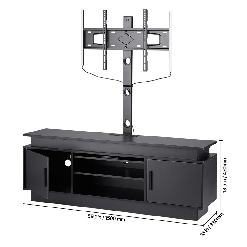 TV Stand with Mount for up to TVs, Entertainment Center with Power Outlet & LED Lights, Height Adjustable TV Console with Mount with 3 Tiers Storage Cabinets for Bedroom, Living Room