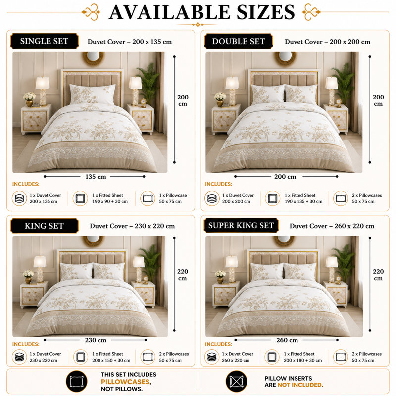 Microfiber Floral Duvet Cover Set, Double Duvet Cover + 3 Additional Pieces