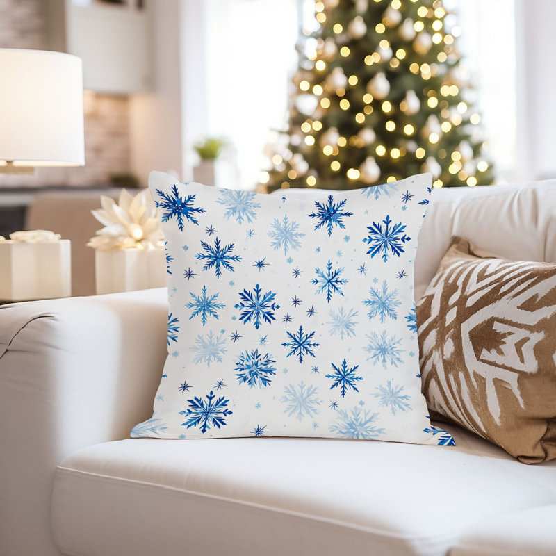 Blue Snowflakes Snow Modern, 16"H x 16" W
