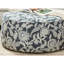 Floral Multi Finish Transitional Style Round Upholstery Ottoman Welt Cord Trim Floral Pattern