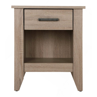 Modern Wood Nightstand With 1 Drawer & Shelf For Living Spaces