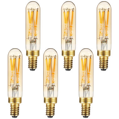 TORCHSTAR 71189 T25 Tubular Edison Bulbs, Dimmable T6 LED Bulb 4.5W, E12/Candelabra Base Amber Warm (Set of 6)