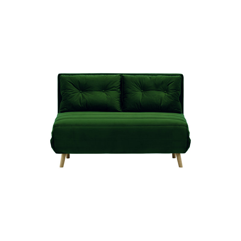 Donald 2 Seater Sofa Bed,  78cm H X 120cm W X 90cm D, Dark Green, Wax Black