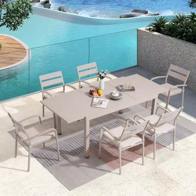 Outdoor Extendable Rectangular Aluminum Dining Set