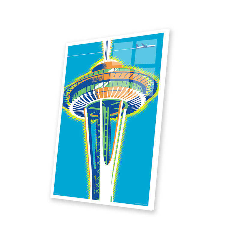 «Seattle Space Needle», reproduction d'affiche sur verre acrylique, H 24 po x l 16 po x P 0,25 po