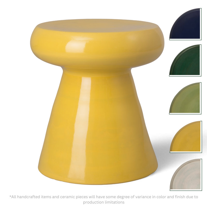 Tabouret d'appoint en céramique Abra, Jaune moutarde