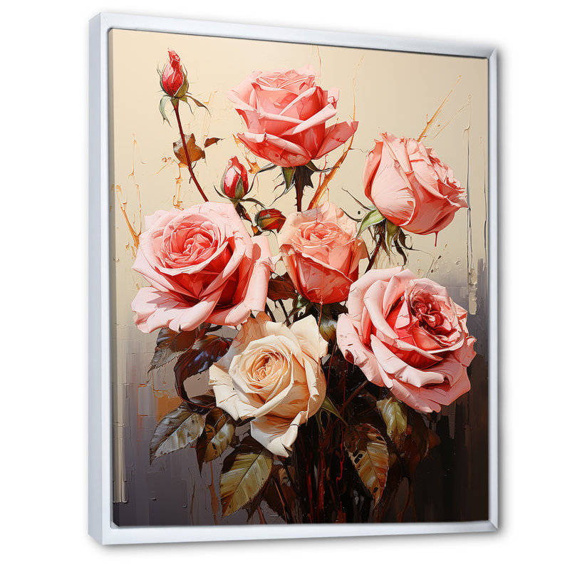 Bouquet de roses ravissantes Brantcairn, Cadre flottant blanc, H 32 po x l 24 po x P 1 po