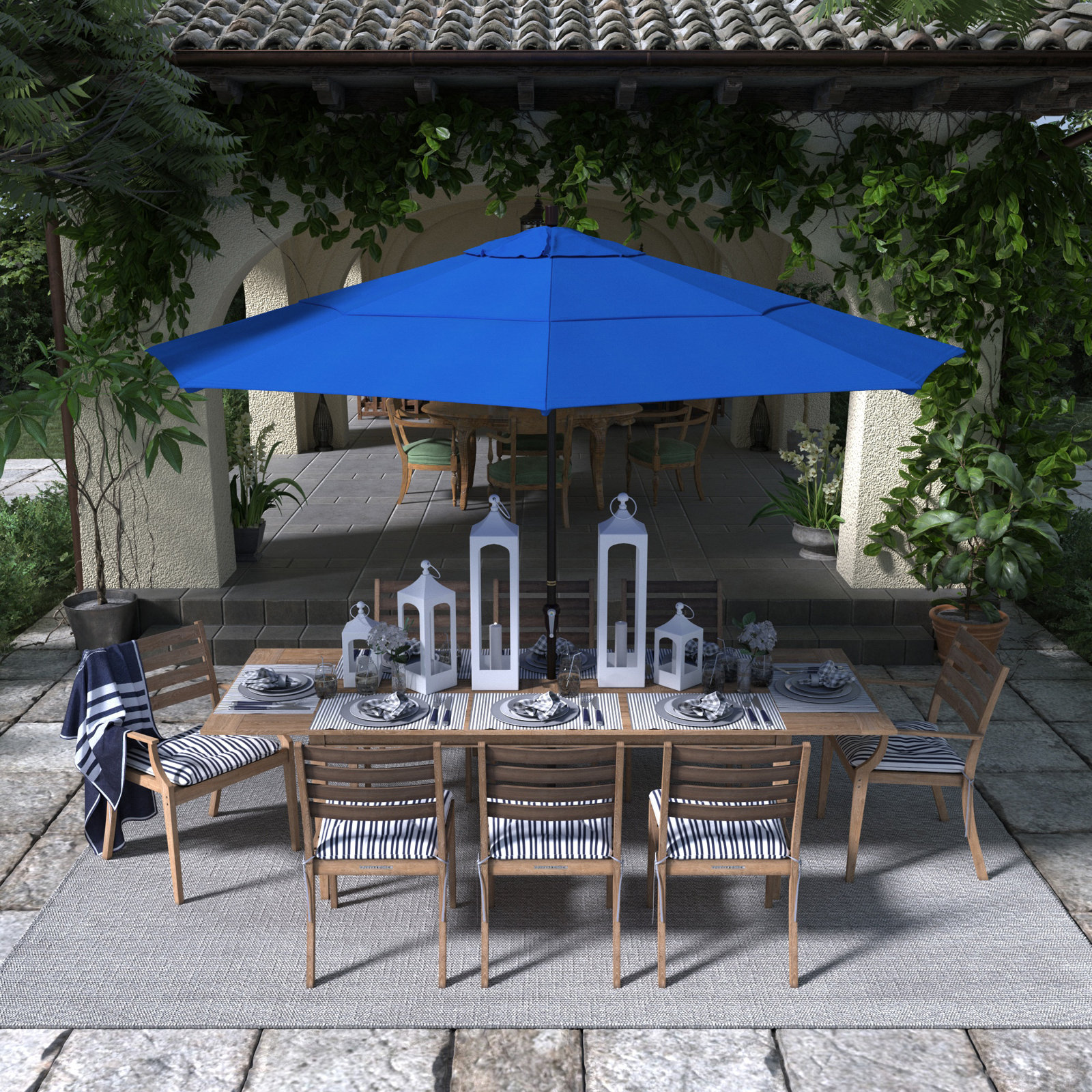 132'' Outdoor Umbrella, Royal Blue Performance