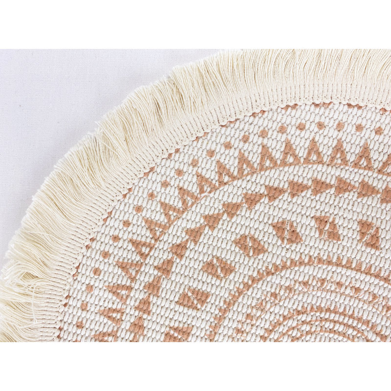 Farhan Cotton Geometric Round Placemat, Pink