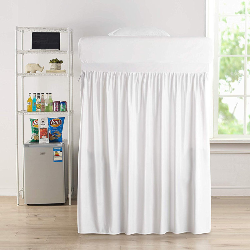 Panneau de jupe de lit de luxe en peluche allongée avec attaches (1 panneau) - noir (pour les lits surélevés ou mezzanine)