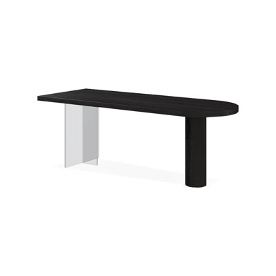 Bureau en bois massif noir demi-cercle + acrylique
