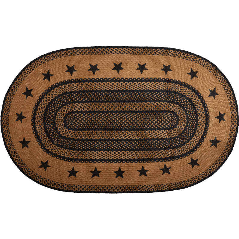 Tapis ovale tressé géométrique noir / brun foncé Anzla