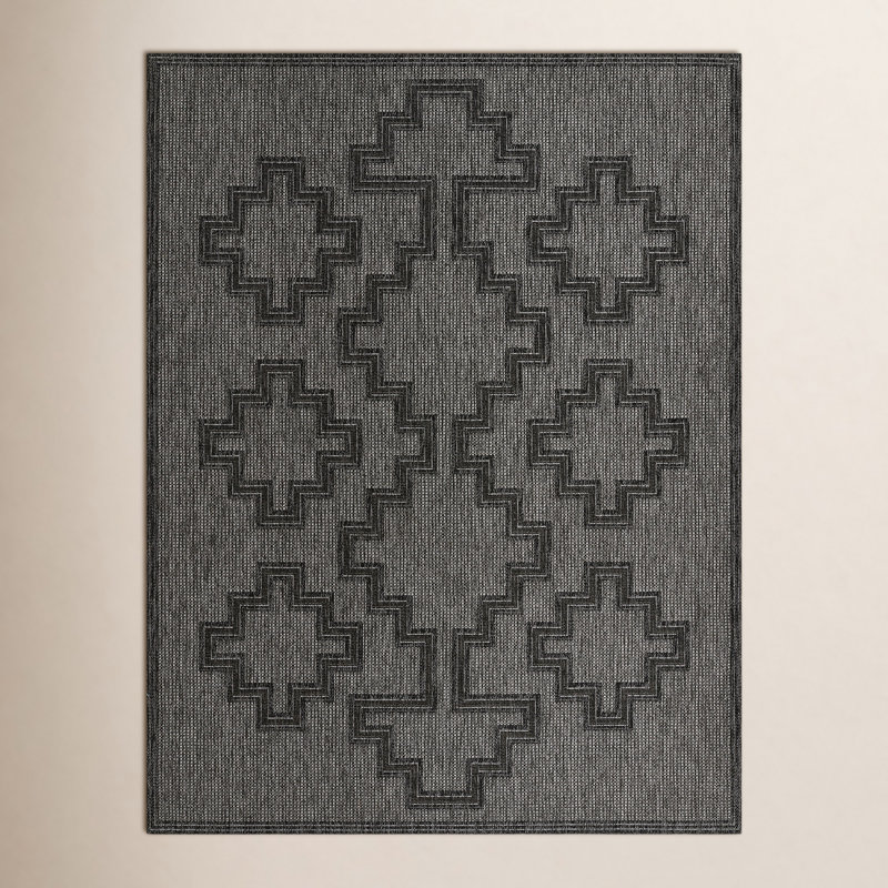 Tapis intérieur / extérieur gris anthracite Ava, Rectangle 4 pi 1 po x 6 pi