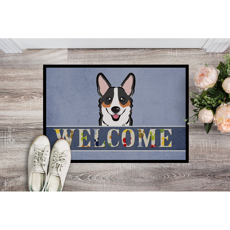 Paez Non-Slip Outdoor Doormat, Rectangle 2' x 3', Gray/Brown/Blue