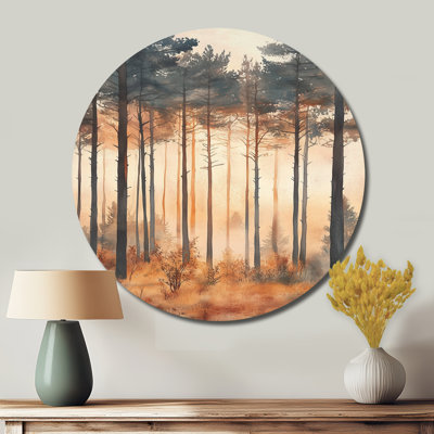 Décoration murale ronde en métal Whispering Forest Edge - Paysages